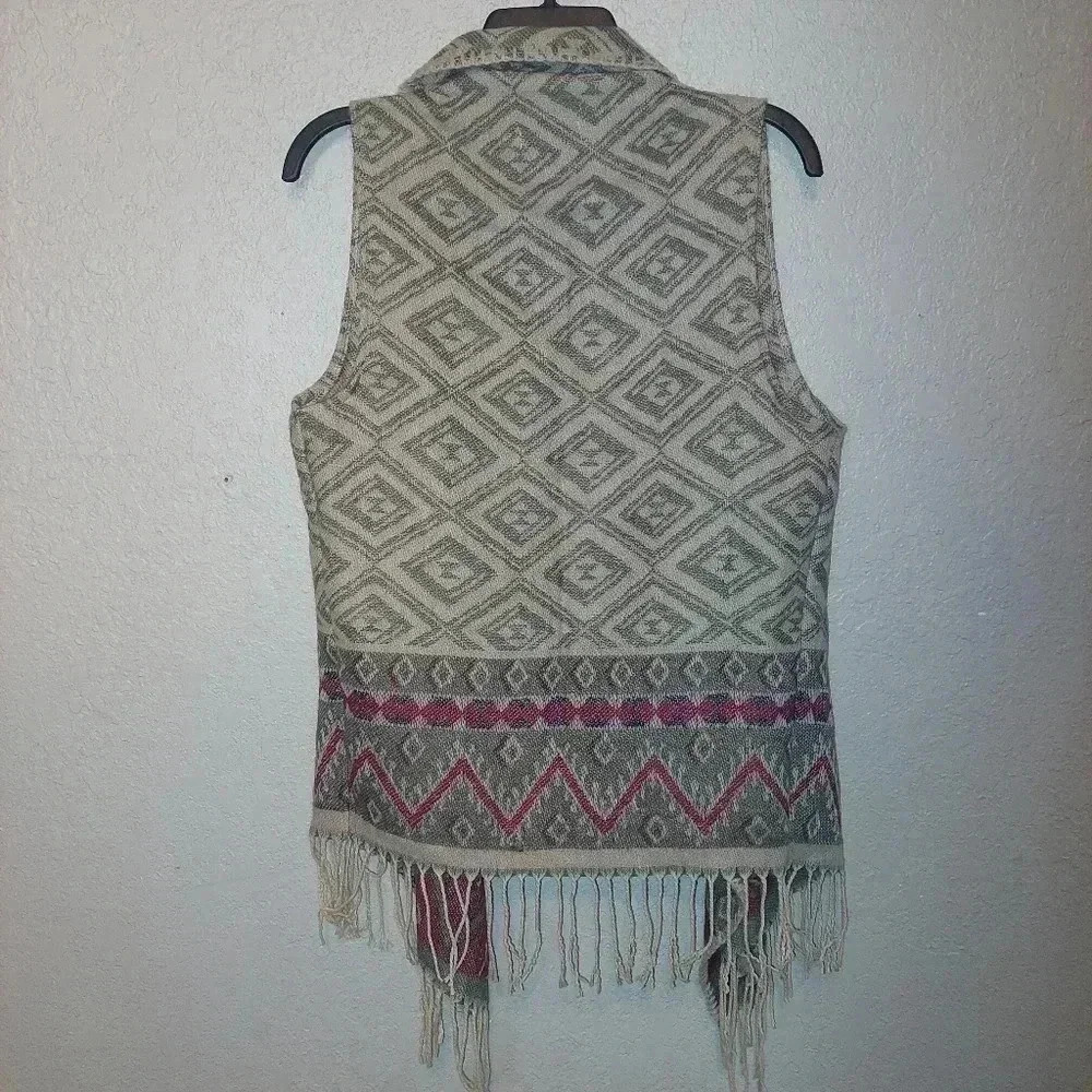 Paparazzi Vest Cardigan Asymmetrical Open Front Boho Fringe Large - Picture 2 of 6